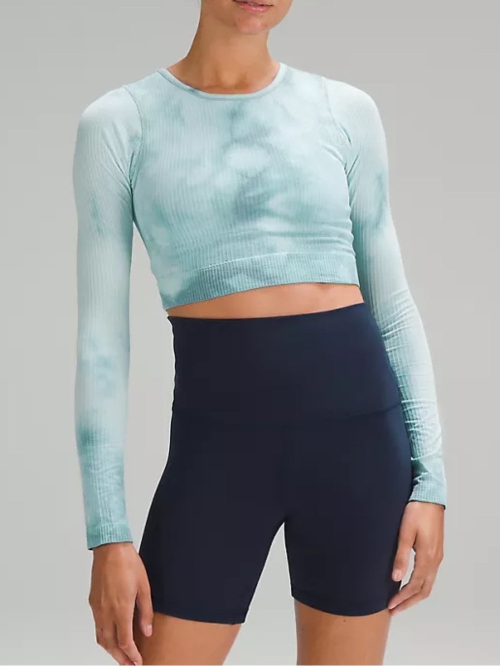 Lululemon Ebb to Street Marble Dye Tidal Teal Long-Sleeve top